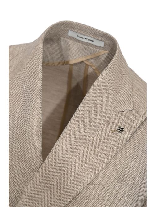 Giacca doppipetto in misto lino e cotone Tortora Tagliatore | 1SMC20K 340345 ET932727